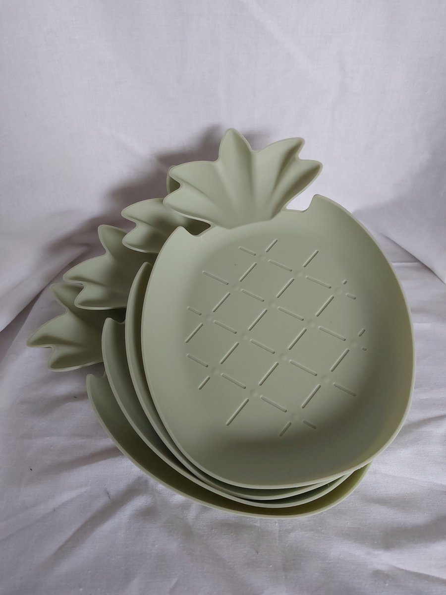 Ananas Bordjes - Set van 4 plastic borden - Groen - Barbecuebordjes - Vaatwasserbestendig - Herbruikbare Plastic Borden - Plastic Borden Set