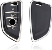 Autosleutel hoesje - TPU Sleutelhoesje - Sleutelcover - Autosleutelhoes - Geschikt voor BMW - zwart - B4a - Auto Sleutel Accessoires gadgets - Kado Cadeau man - vrouw