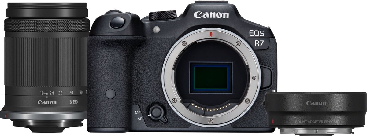 Canon EOS R7 + RF-S 18-150mm + MT ADP EF-EOS R