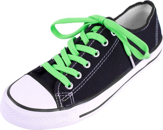 Feterz platte sneakerveters | metalen nestel | neon groen | 100cm