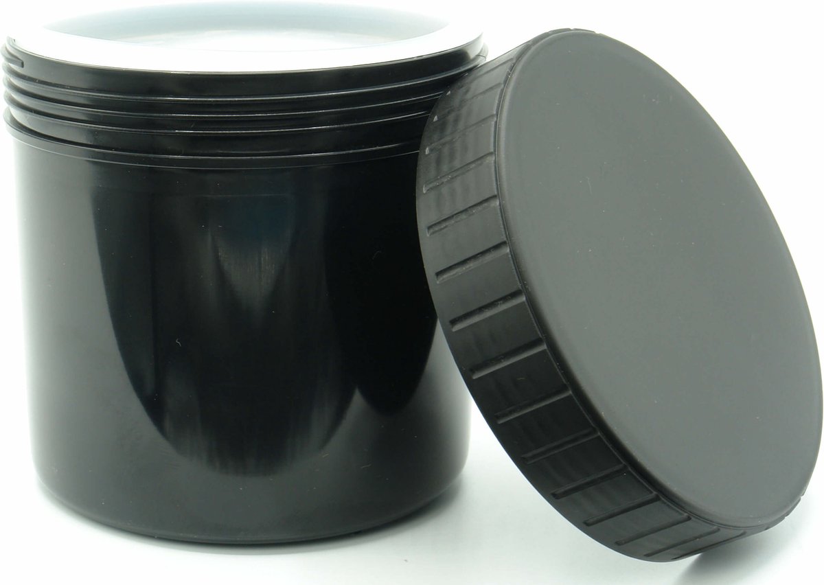 Zwarte Pot 500ml Leeg 1 stuk - Lege Pot met Schroefdeksel en Binnendeksel - Zalfpot