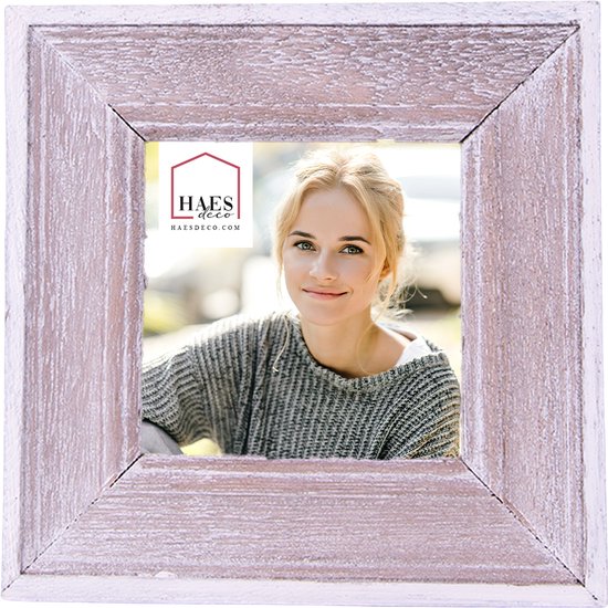 HAES DECO - Fotolijst 7x7 - Farm Living - kleur Bruin, formaat 12x1x12 cm , voor foto 7x7 cm