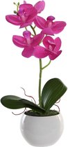 Items Orchidee bloemen kunstplant in witte bloempot - fuchsia roze bloemen - H29 cm