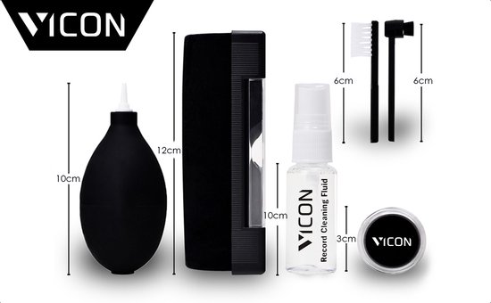 Vicon Professionele 6-in-1 Platenborstel set voor Vinyl Platen - Incl. Naaldreiniger - Antistatisch - Platenreiniger - LP Reinigingsset - LP schoonmaakset - Vinyl reiniger