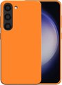 Smartphonica Siliconen hoesje voor Samsung Galaxy S23 case met zachte binnenkant - Oranje / Back Cover