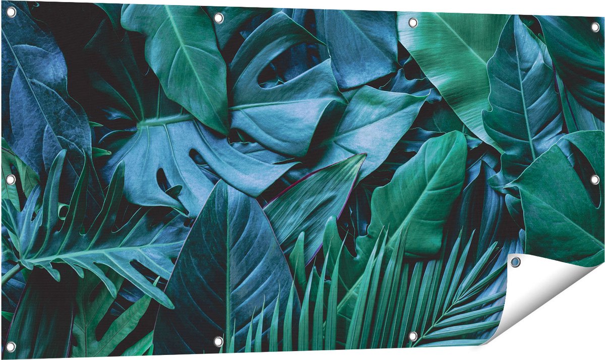 Gards Tuinposter Tropische Groene Bladeren - 120x60 cm - Tuindoek - Tuindecoratie - Wanddecoratie buiten - Tuinschilderij Multikleur
