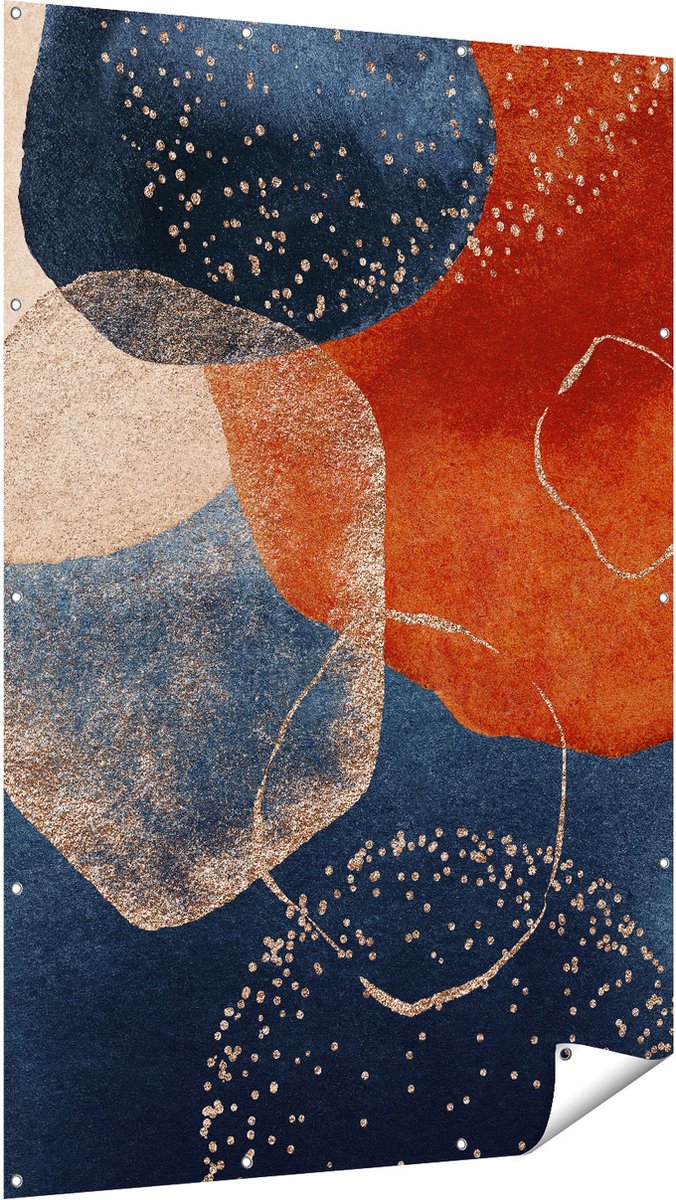 Gards Tuinposter Abstracte Kunst van Cirkels - 120x180 cm - Tuindoek - Tuindecoratie - Wanddecoratie buiten - Tuinschilderij Multikleur