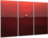 GroepArt - Schilderij -  Woestijn - Rood, Geel, Zwart - 120x80cm 3Luik - 6000+ Schilderijen 0p Canvas Art Collectie