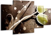 GroepArt - Schilderij -  Tulp - Geel, Grijs - 160x90cm 4Luik - Schilderij Op Canvas - Foto Op Canvas