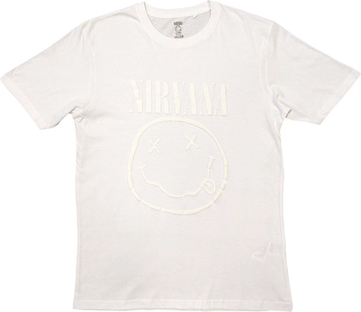 Nirvana - White Happy Face Heren T-shirt - S - Wit