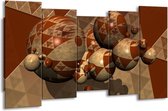 GroepArt - Canvas Schilderij - Abstract - Bruin, Grijs - 150x80cm 5Luik- Groot Collectie Schilderijen Op Canvas En Wanddecoraties
