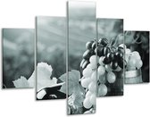 Glasschilderij -  Druiven, Keuken - Grijs, Groen - 100x70cm 5Luik - Geen Acrylglas Schilderij - GroepArt 6000+ Glasschilderijen Collectie - Wanddecoratie- Foto Op Glas