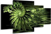 GroepArt - Schilderij -  Abstract - Groen, Zwart - 160x90cm 4Luik - Schilderij Op Canvas - Foto Op Canvas