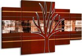GroepArt - Schilderij -  Modern - Bruin, Grijs, Geel - 160x90cm 4Luik - Schilderij Op Canvas - Foto Op Canvas