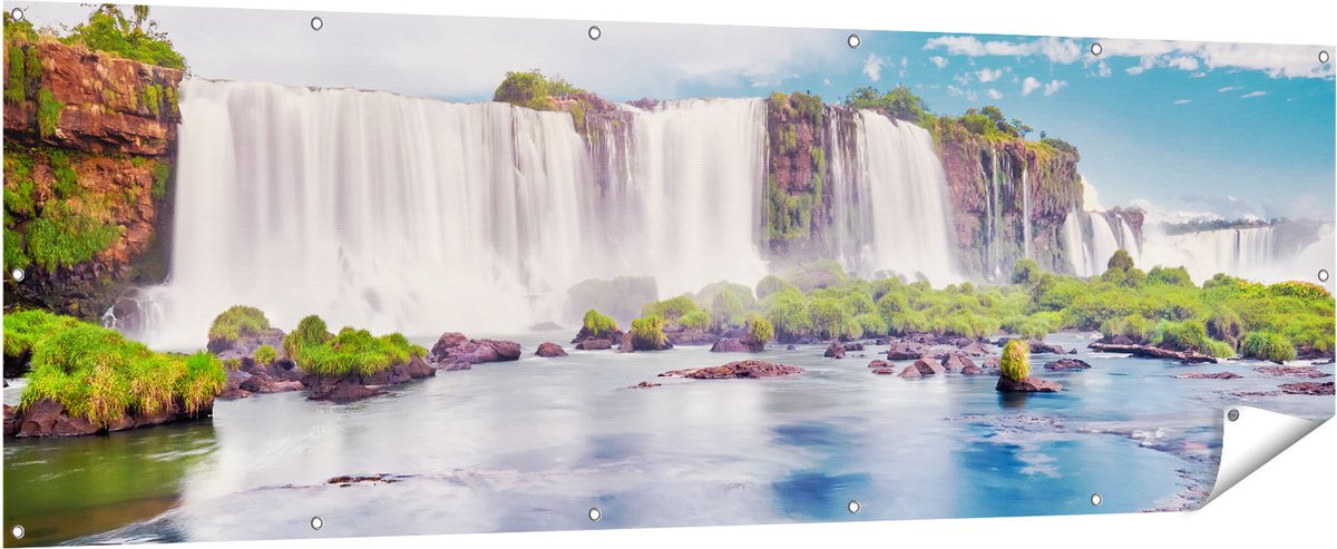 Gards Tuinposter Watervallen in Argentini� - 210x70 cm - Tuindoek - Tuindecoratie - Wanddecoratie buiten - Tuinschilderij Multikleur