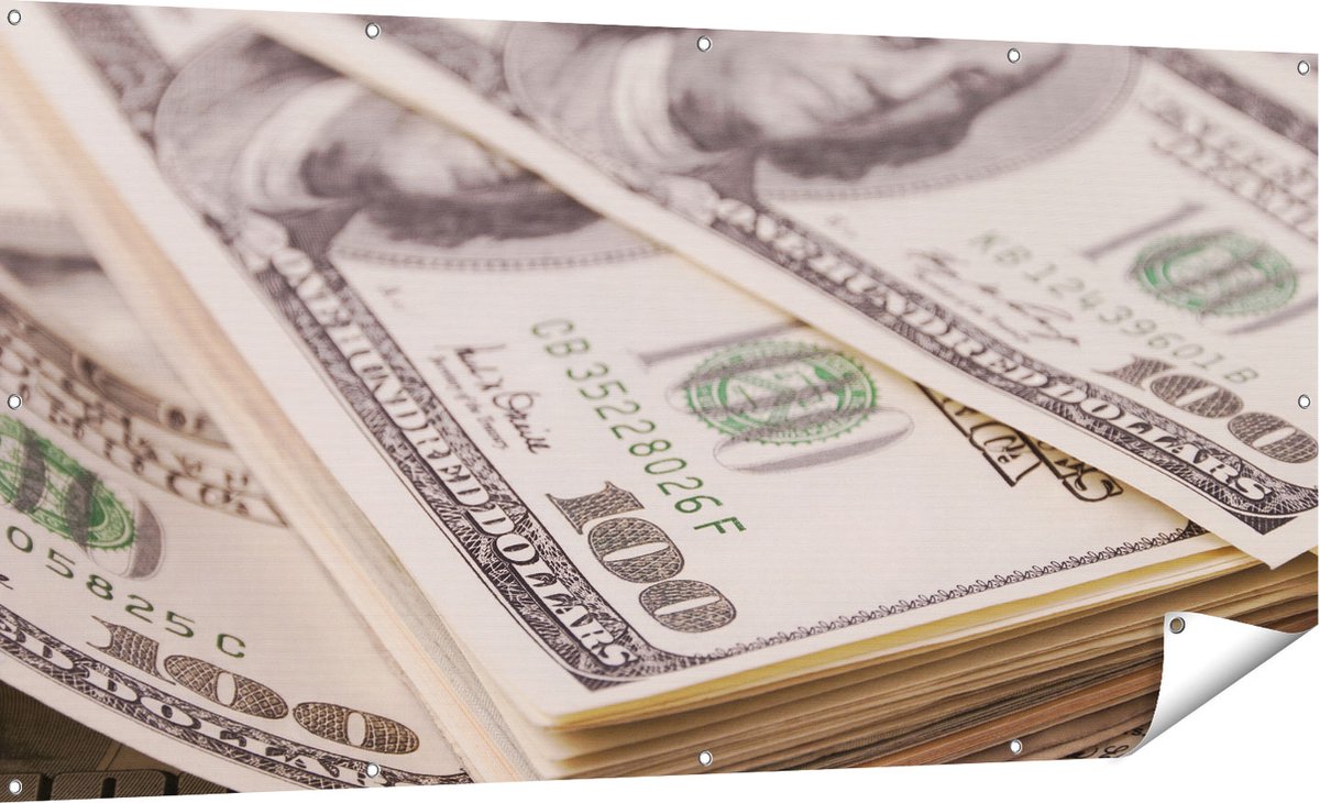 Gards Tuinposter Dollar Geld Briefjes - 180x90 cm - Tuindoek - Tuindecoratie - Wanddecoratie buiten - Tuinschilderij Multikleur