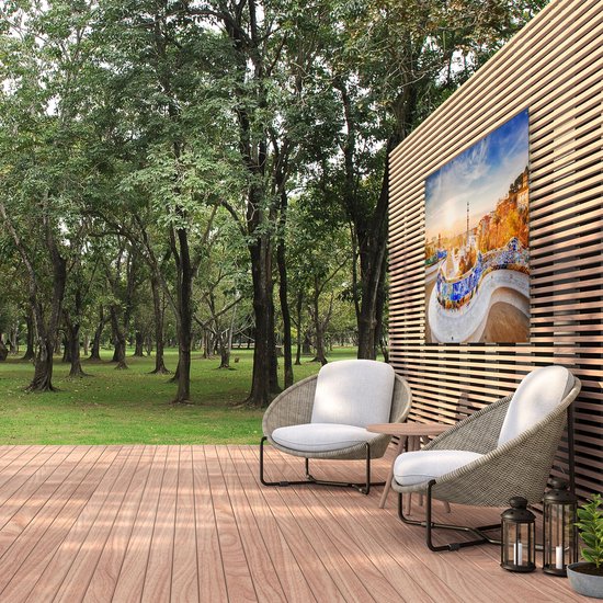 Affiche de jardin du Gards Parc Gell à Barcelona - 150x100 cm - Toile de jardin - Décoration de jardin - Décoration murale extérieure - Peinture de jardin