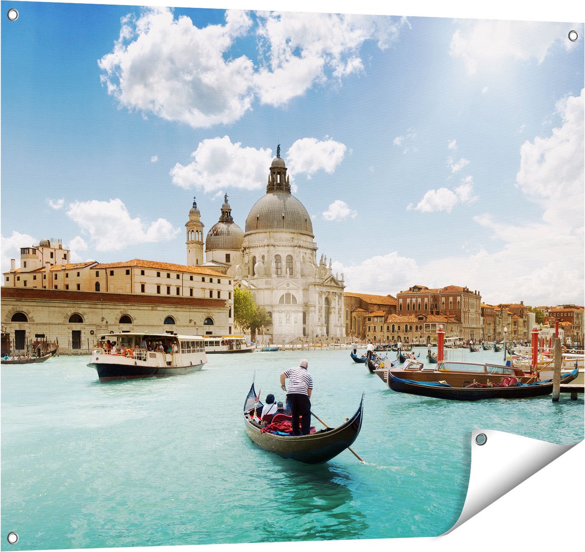 Gards Tuinposter Basiliek San Marco in Veneti� op het Water - 100x80 cm - Tuindoek - Tuindecoratie - Wanddecoratie buiten - Tuinschilderij Multikleur