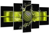 Glasschilderij Abstract - Groen, Zwart - 170x100cm 5Luik - Foto Op Glas - Geen Acrylglas Schilderij - 6000+ Glasschilderijen Collectie - Wanddecoratie