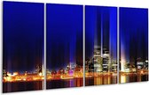 GroepArt - Glasschilderij - Modern - Blauw, Geel - 160x80cm 4Luik - Foto Op Glas - Geen Acrylglas Schilderij - 6000+ Glasschilderijen Collectie - Wanddecoratie