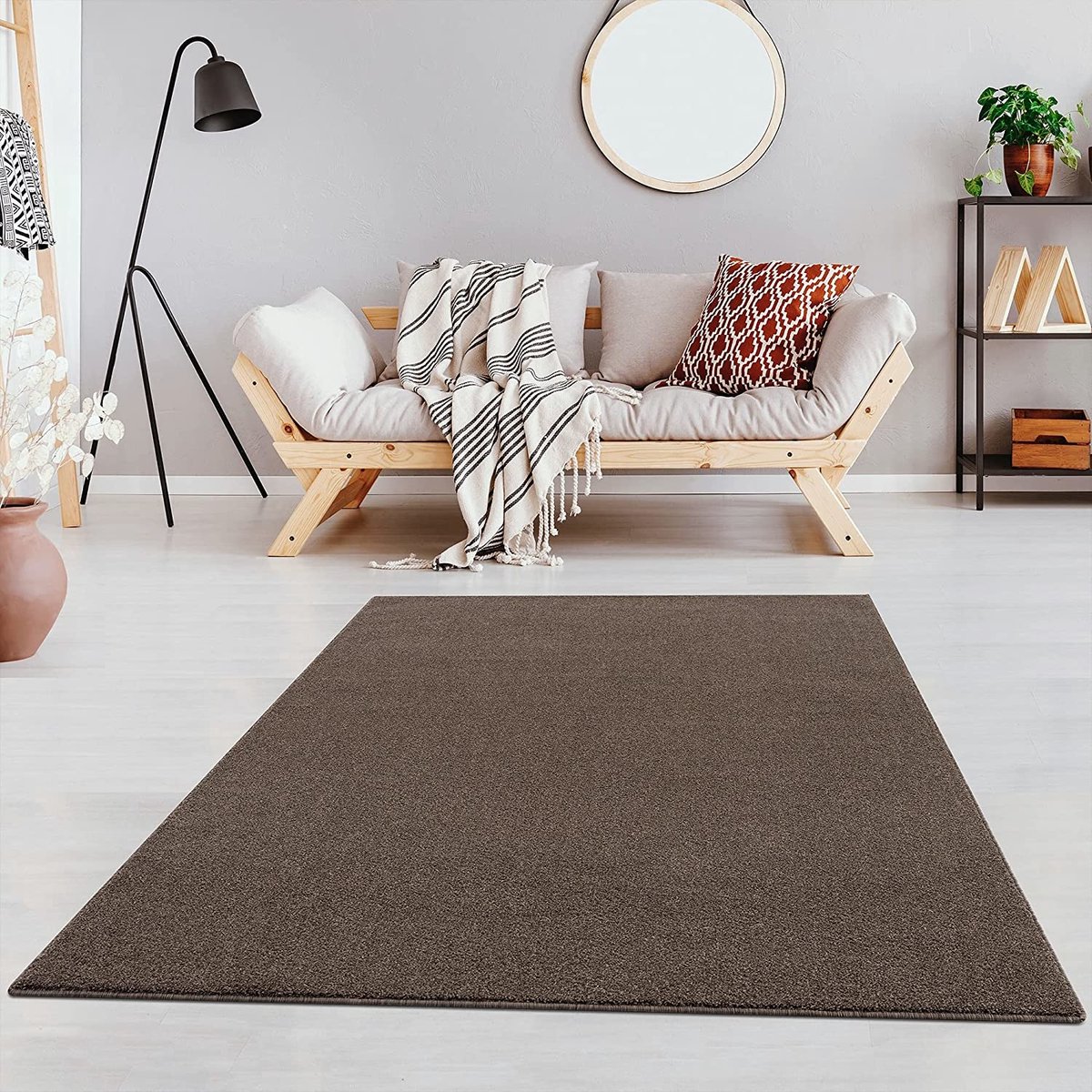 flycarpets Liam Effen Mocca Vloerkleed - Voor binnen - Laagpolig - 200x290 cm Bruin