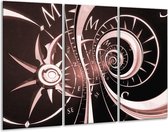 GroepArt - Schilderij -  Abstract - Bruin, Rood - 120x80cm 3Luik - 6000+ Schilderijen 0p Canvas Art Collectie