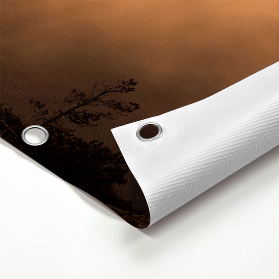 Affiche de jardin du Gards Coucher de soleil dans les Montagnes avec nuages ​​- 100x100 cm - Toile de jardin - Décoration de jardin - Décoration murale extérieure - Tableau de jardin