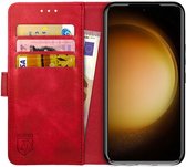 Rosso Element Book Case Wallet Hoesje Geschikt voor Samsung Galaxy S23 | Portemonnee | 3 Pasjes | Magneetsluiting | Stand Functie | Rood