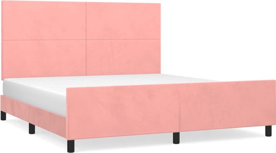 vidaXL-Bedframe-met-hoofdeinde-fluweel-roze-180x200-cm