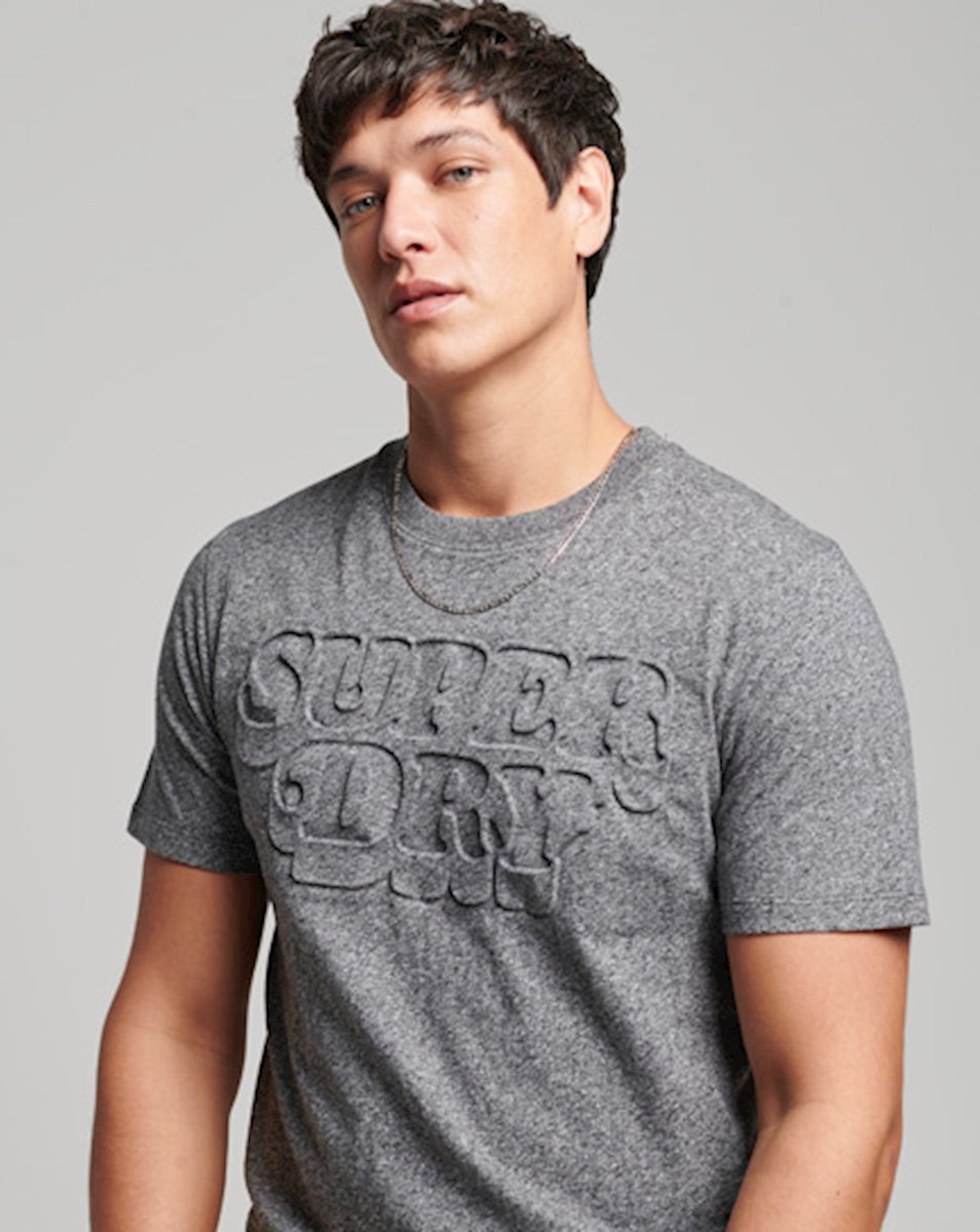 Superdry Heren tshirt Klassiek Cooper T-shirt met reliëfopdruk Zwart