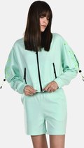 Tweedelige Set Dames - Korte broek & Jasje - Short - Sweatpants - Jacket - Capuchon - Mint - S