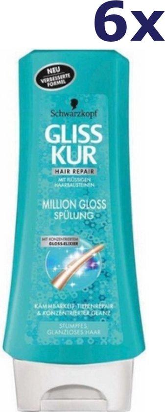 6x Gliss-Kur Conditioner - Million Gloss 200 ml | bol.com