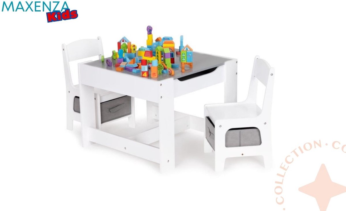 LÄTT Kindertafel met 2 stoelen, wit, grenen - België