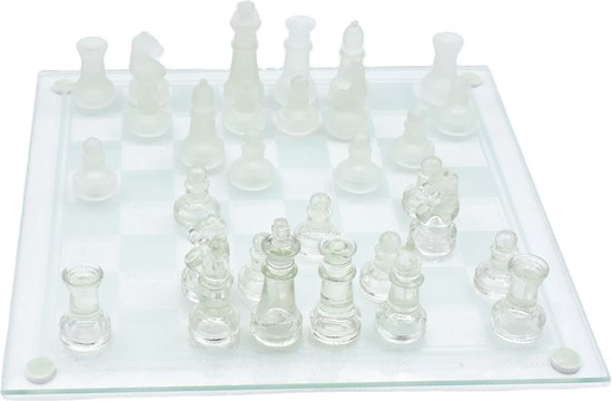Thumbnail van een extra afbeelding van het spel Glazen Bordspel - 35 cm - Schaakbord - Schaakset - Schaakspel