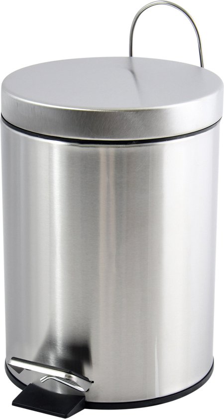 MSV Pedaalemmer - rvs - glans zilver - 5L - klein model - 20 x 27 cm - Badkamer/toilet