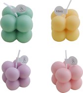 Kaarsen - Bubble kaars - Kubus kaars - 4stuks - Mini kaarsen - Set - Pastel - Kaarsenset
