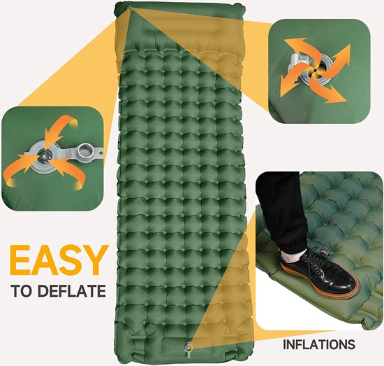 Camping isomat, 10 cm dik, opblaasbaar luchtmatras, isolerende mat voor buiten, ultralicht, vochtbestendig, waterdicht en antislip van Camp — afbeelding 5
