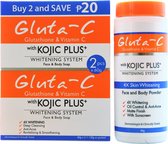 Gluta-C 4x skin lightening poeder 40gr + 2 x 60 gram Glutathione zeep met Kojic plus