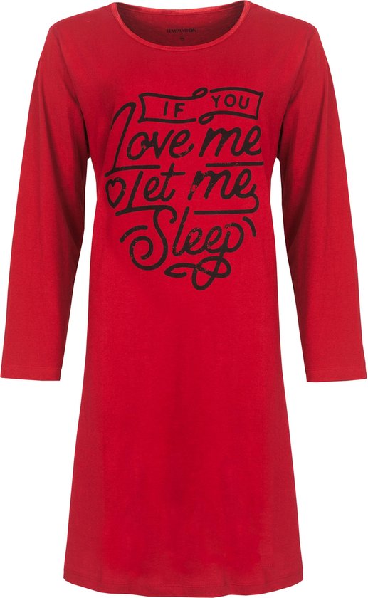 Temptation Dames Nachthemd - Bigshirt - 100% Katoen - Rood - Maat L