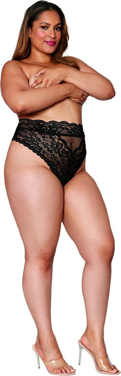 Dreamgirl (All) High Waisted Lace Panty black 2X