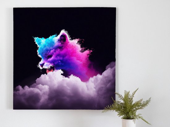 Mystical Meow kunst - 100x100 centimeter op Canvas | Foto op Canvas - wanddecoratie