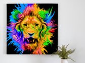 Last Lion kunst - 100x100 centimeter op Canvas | Foto op Canvas - wanddecoratie