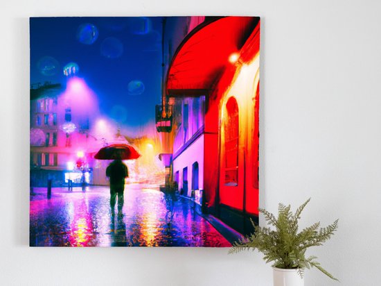 The rainy night is yours | The Rainy Night is yours | Kunst - 60x60 centimeter op Canvas | Foto op Canvas - wanddecoratie schilderij