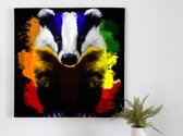 Barry the badger | Barry the Badger | Kunst - 30x30 centimeter op Canvas | Foto op Canvas - wanddecoratie schilderij