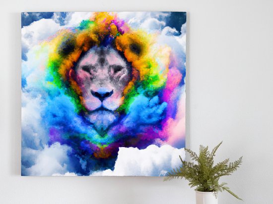 Cloudy with a chance of Lions kunst - 30x30 centimeter op Canvas | Foto op Canvas - wanddecoratie