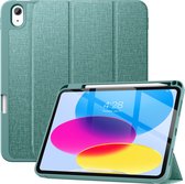 Geschikt Voor iPad 10 Hoes - 10e Generatie - 10.9 Inch - 2022 - Cover - Solidenz 10.9 Trifold Bookcase - Case Met Autowake - Hoesje Met Pencil Houder - A2757 - A2777 - A2696 - Lichtgroen