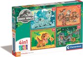 Clementoni Jurassic World Puzzel - Kinderpuzzel - 4-in-1 puzzel - Vanaf 3 jaar