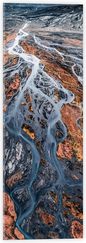 Acrylglas - Patroon van Rivieren Stromend door Vulkaangebied - 20x60 cm Foto op Acrylglas (Wanddecoratie op Acrylaat)