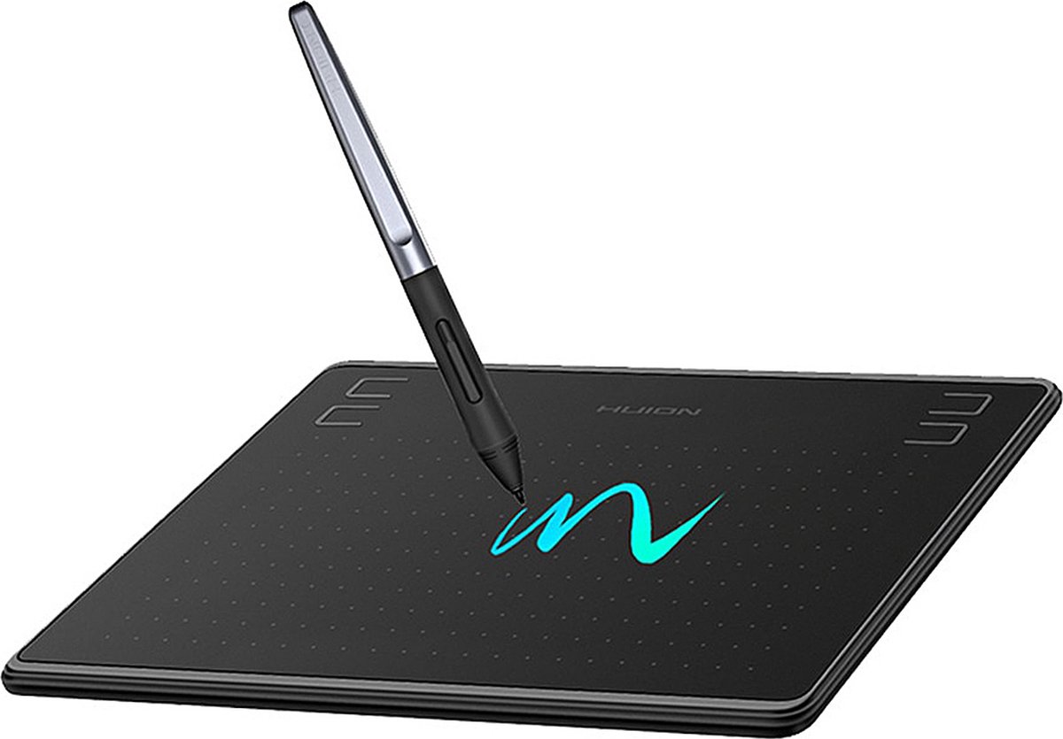 Huion® HS64 Tekentablet - Grafische Tablet Met Ergonomische Pen - Professionele Tekentablet - 4 Instelbare Toetsen
