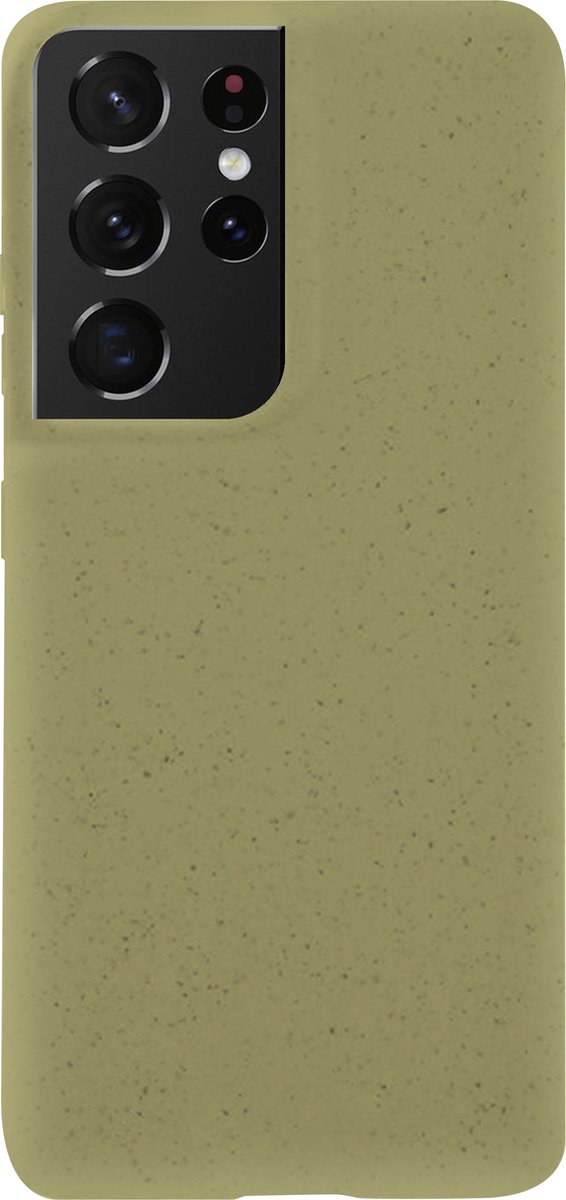 Telefoonglaasje Hoesje Geschikt voor Samsung Galaxy S21 Ultra - Biologisch afbreekbaar kunststof - Groen - Biologisch afbreekbaar - Beschermhoes - Case - Cover